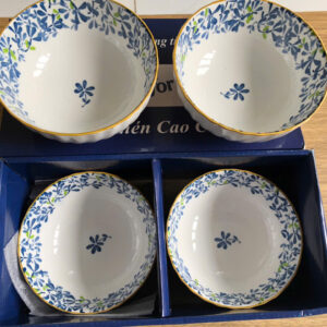 Set 4 chén gốm tráng men có họa tiết (Quà tặng từ Comfort)