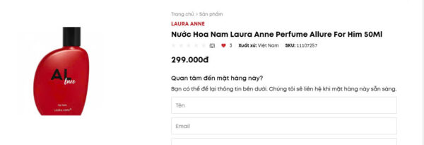 Nước Hoa Nam Laura Anne Perfume Allure For Him 50Ml