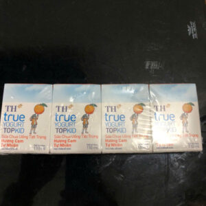 Vỉ 4 hộp sữa TH top kids hương vị trái cây 110ml. Dâu/ cam/chuối